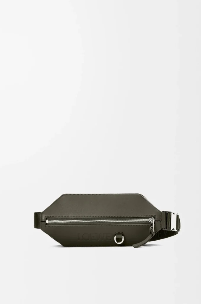 Sac à bandoulière convertible en cuir de veau classique Kaki foncé