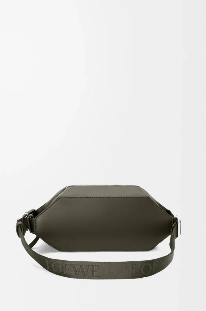 Sac à bandoulière convertible en cuir de veau classique Kaki foncé