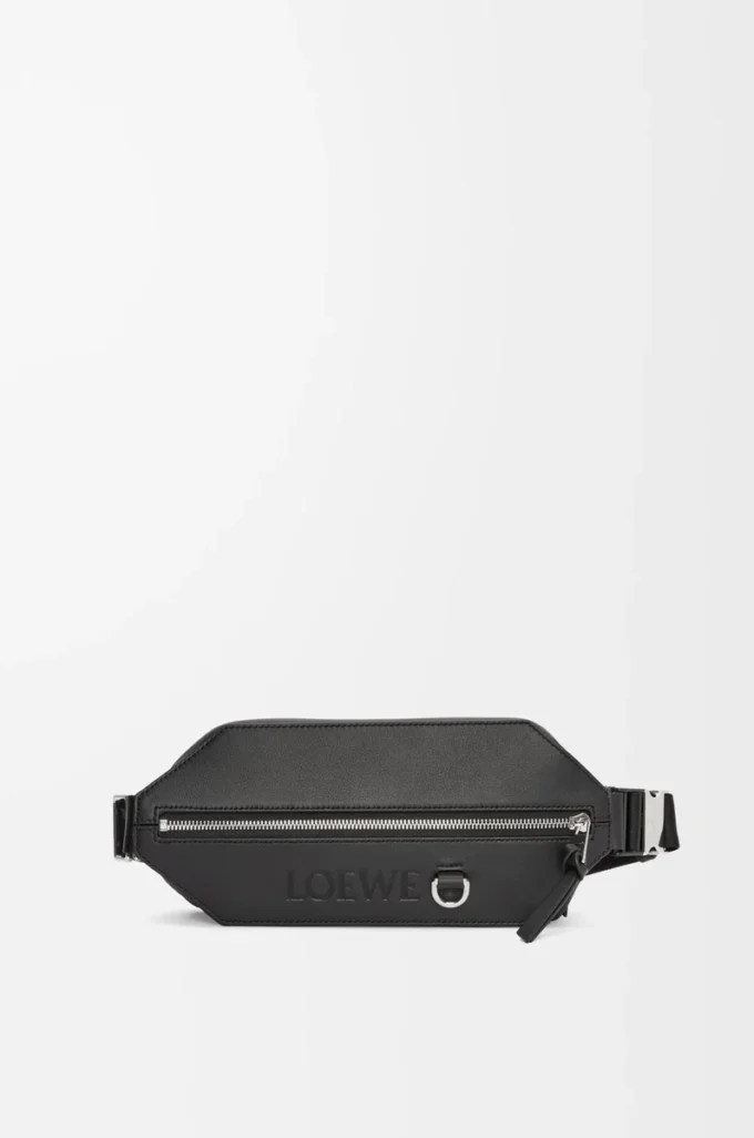 Sac à bandoulière convertible en cuir de veau classique Noir