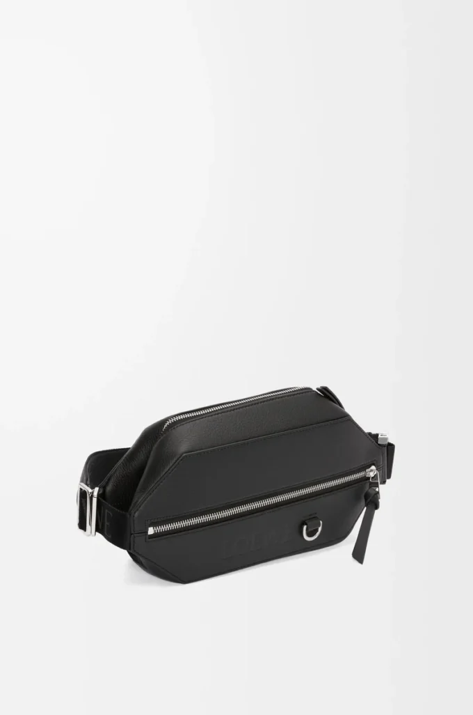 Sac à bandoulière convertible en cuir de veau classique Noir