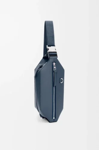 Sac à bandoulière convertible en cuir de veau classique teint indigo