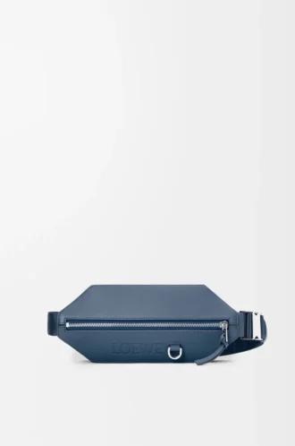 Sac à bandoulière convertible en cuir de veau classique teint indigo
