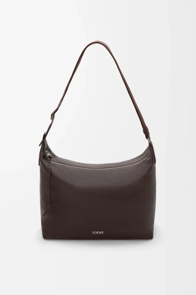 Sac à bandoulière Cubi en cuir de veau grainé souple Oxblood