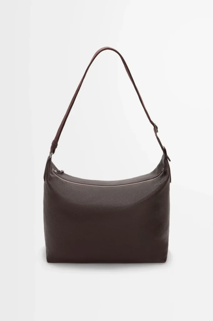 Sac à bandoulière Cubi en cuir de veau grainé souple Oxblood