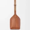 Sac à bandoulière Cubi en cuir de veau lisse et souple et jacquard beige