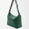Sac à bandoulière Cubi en cuir de veau lisse et souple et jacquard Evergreen