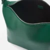 Sac à bandoulière Cubi en cuir de veau lisse et souple et jacquard Evergreen