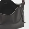 Sac à bandoulière Cubi en cuir de veau lisse et souple et jacquard gris foncé