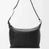 Sac à bandoulière Cubi en cuir de veau lisse et souple et jacquard noir