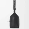 Sac à bandoulière Cubi en cuir de veau lisse et souple et jacquard noir