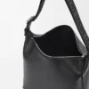 Sac à bandoulière Cubi en cuir de veau lisse et souple et jacquard noir