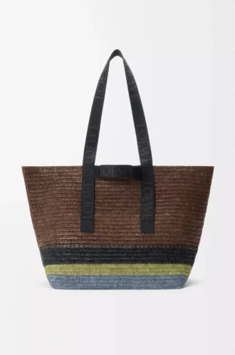 Sac cabas pliable en raphia Marron/Multicolore