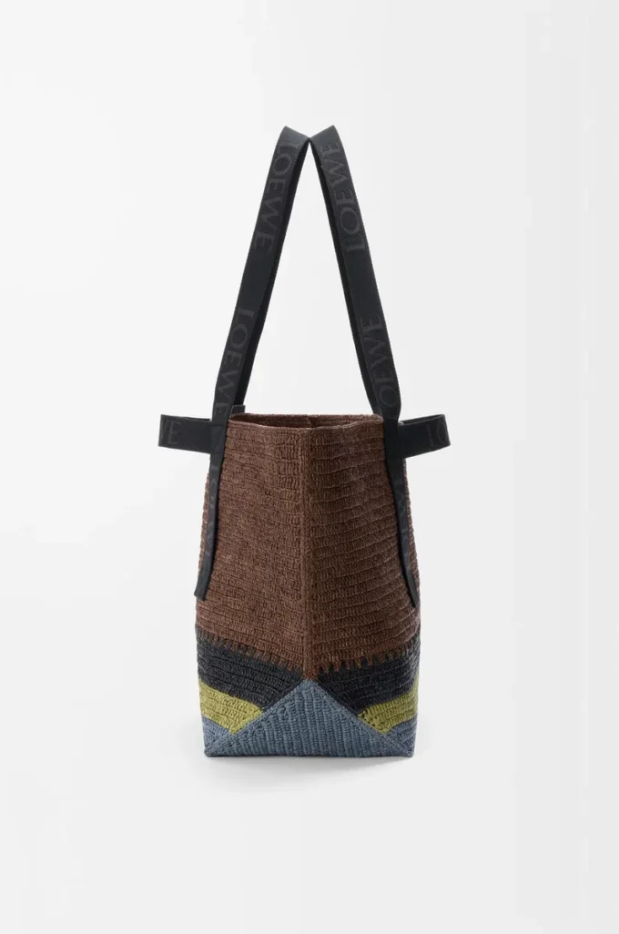 Sac cabas pliable en raphia Marron/Multicolore