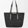 Sac cabas pliable en raphia Noir