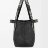 Sac cabas pliable en raphia Noir