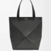 Sac cabas XL Puzzle Fold en cuir de veau brillant noir