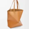 Sac cabas XL Puzzle Fold en cuir de veau brillant Warm Desert