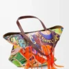 Sac cabas XL Puzzle Fold en cuir de veau classique bordeaux foncé/multicolore