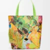 Sac cabas XL Puzzle Fold en cuir de veau classique vert vif/multicolore