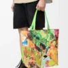 Sac cabas XL Puzzle Fold en cuir de veau classique vert vif/multicolore