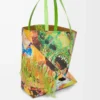 Sac cabas XL Puzzle Fold en cuir de veau classique vert vif/multicolore