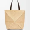 Sac cabas XL Puzzle Fold en raphia naturel/noir