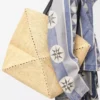 Sac cabas XL Puzzle Fold en raphia naturel/noir