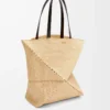 Sac cabas XL Puzzle Fold en raphia naturel/noir