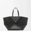 Sac cabas XXL Puzzle Fold en cuir de veau brillant Noir