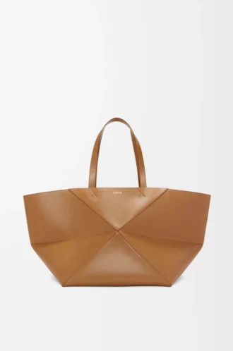 Sac cabas XXL Puzzle Fold en cuir de veau brillant Oak