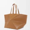 Sac cabas XXL Puzzle Fold en cuir de veau brillant Oak