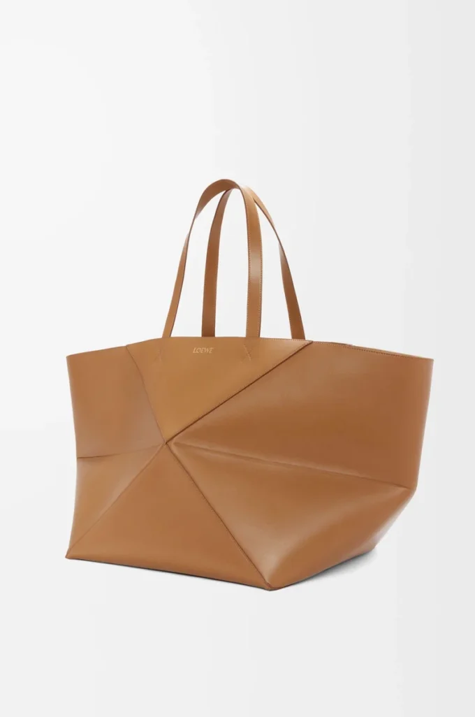 Sac cabas XXL Puzzle Fold en cuir de veau brillant Oak