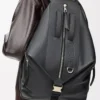 Sac à dos convertible en cuir de veau classique Noir