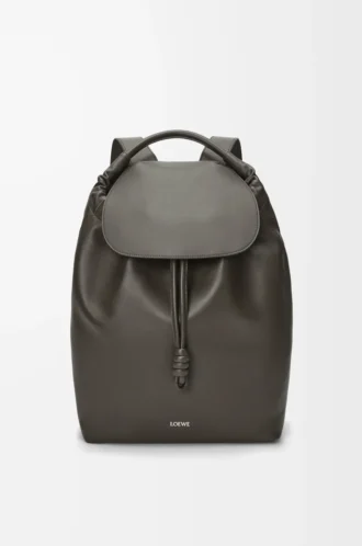 Sac à dos Flamenco en cuir de veau souple et brillant Gris foncé