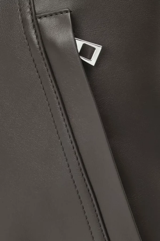 Sac à dos Flamenco en cuir de veau souple et brillant Gris foncé