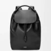 Sac à dos Flamenco en cuir de veau souple et brillant Noir