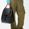 Sac à dos Flamenco en cuir de veau souple et brillant Noir