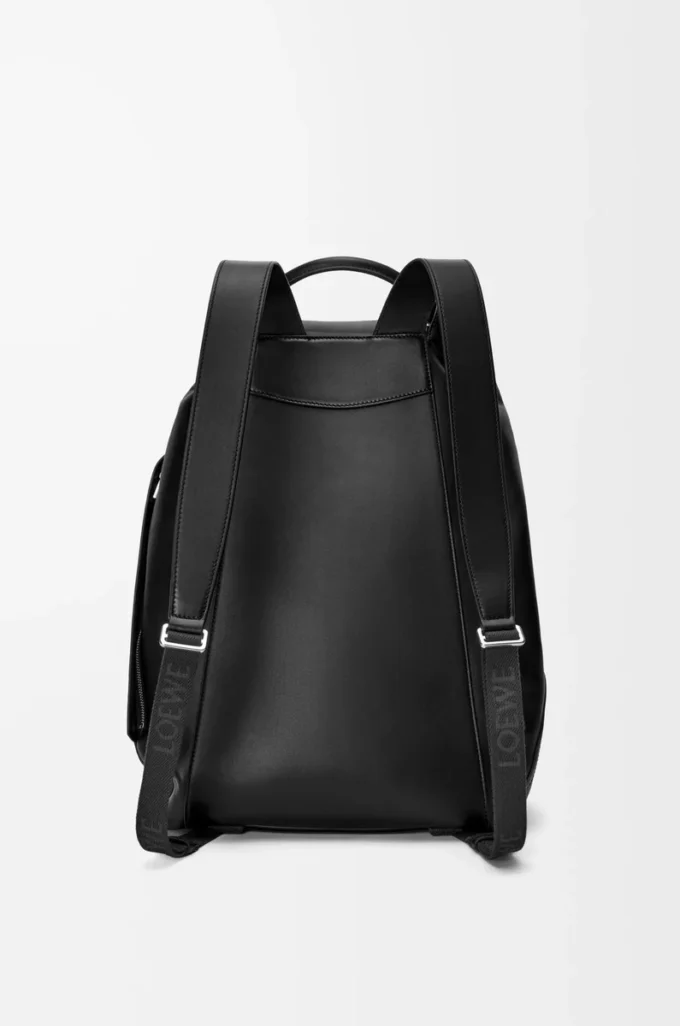 Sac à dos Flamenco en cuir de veau souple et brillant Noir