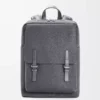 Sac à dos militaire en cuir de veau grainé souple anthracite