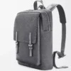 Sac à dos militaire en cuir de veau grainé souple anthracite