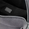 Sac à dos militaire en cuir de veau grainé souple anthracite