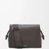 Sac Flamenco en cuir de veau souple brillant Gris foncé