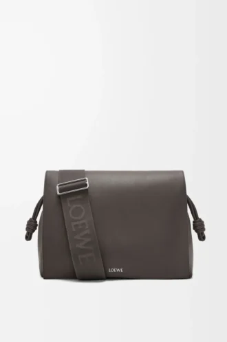 Sac Flamenco en cuir de veau souple brillant Gris foncé