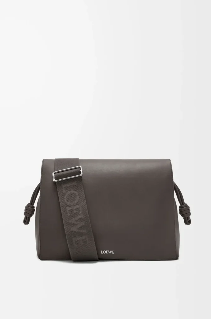 Sac Flamenco en cuir de veau souple brillant Gris foncé