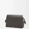 Sac Flamenco en cuir de veau souple brillant Gris foncé