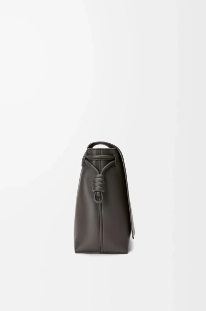 Sac Flamenco en cuir de veau souple brillant Gris foncé