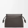 Sac Flamenco en cuir de veau souple brillant Gris foncé