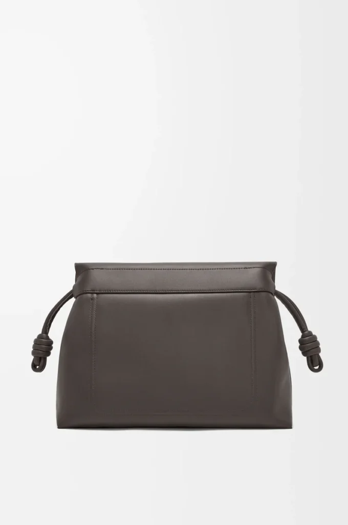 Sac Flamenco en cuir de veau souple brillant Gris foncé