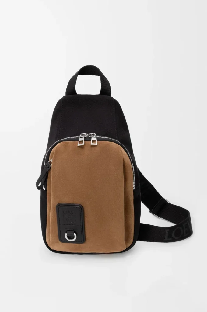 Sac Flex en toile et daim Noir/Or foncé