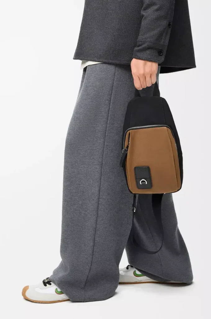 Sac Flex en toile et daim Noir/Or foncé